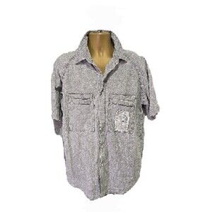 Vintage Paco Gray Button Shirt Mens L Streetwear Retro y2k Biker Grunge Pockets